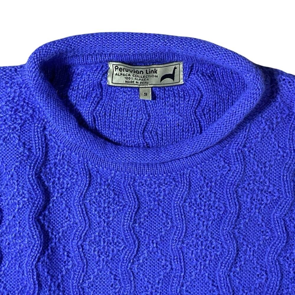 Peruvian Link Aqua Blue Alpaca Oversized Sweater - S - Picture 2 of 4